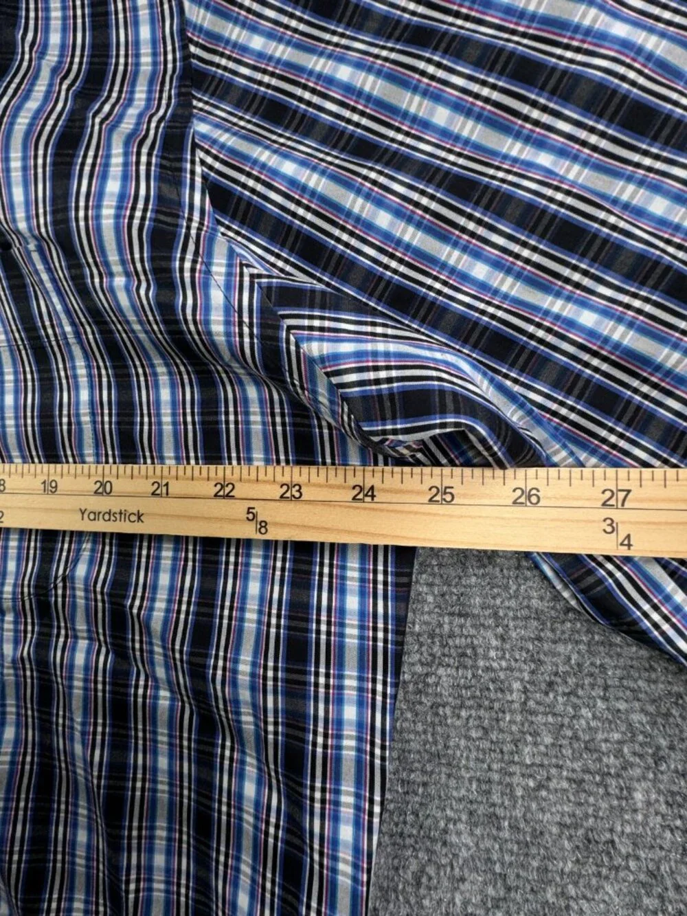 Peter Millar Seaside Finish Long Sleeve Button Up Shirt Plaid Blue Large Cotton